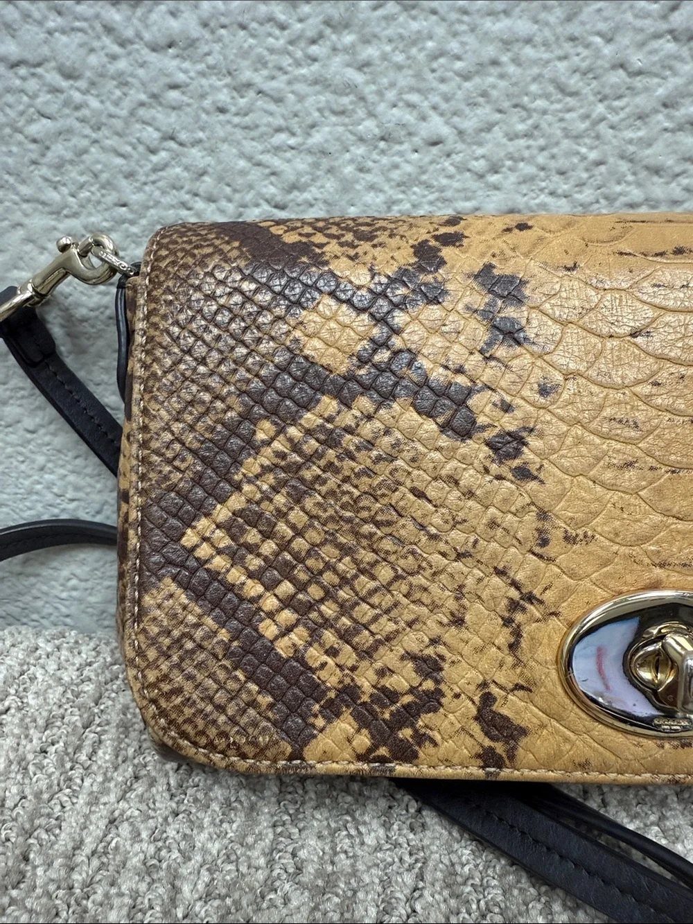 Vintage Y2K Coach Snake-Embossed Crossbody Bag in Brown and Black